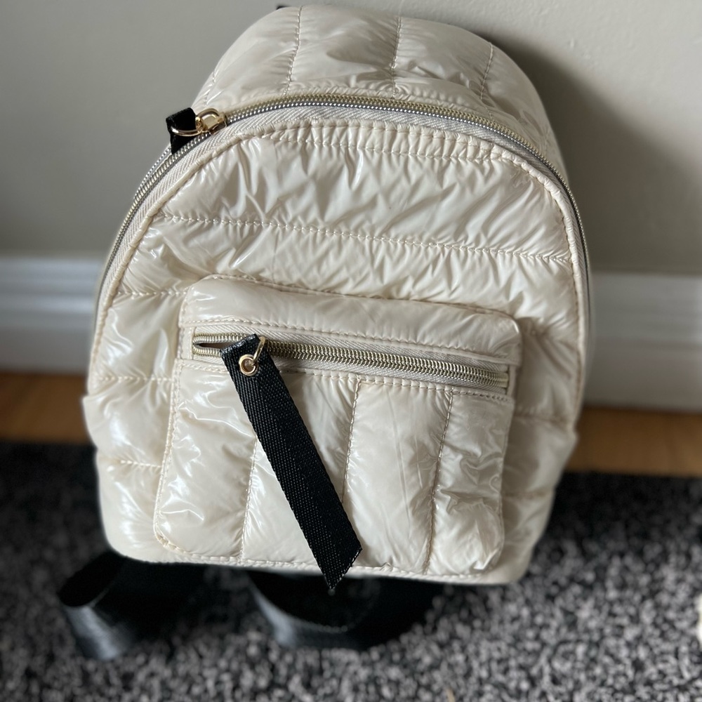 White puffer mini backpack